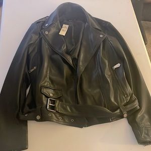 Women’s Large Vegan Leather Jacket from Express NWT.